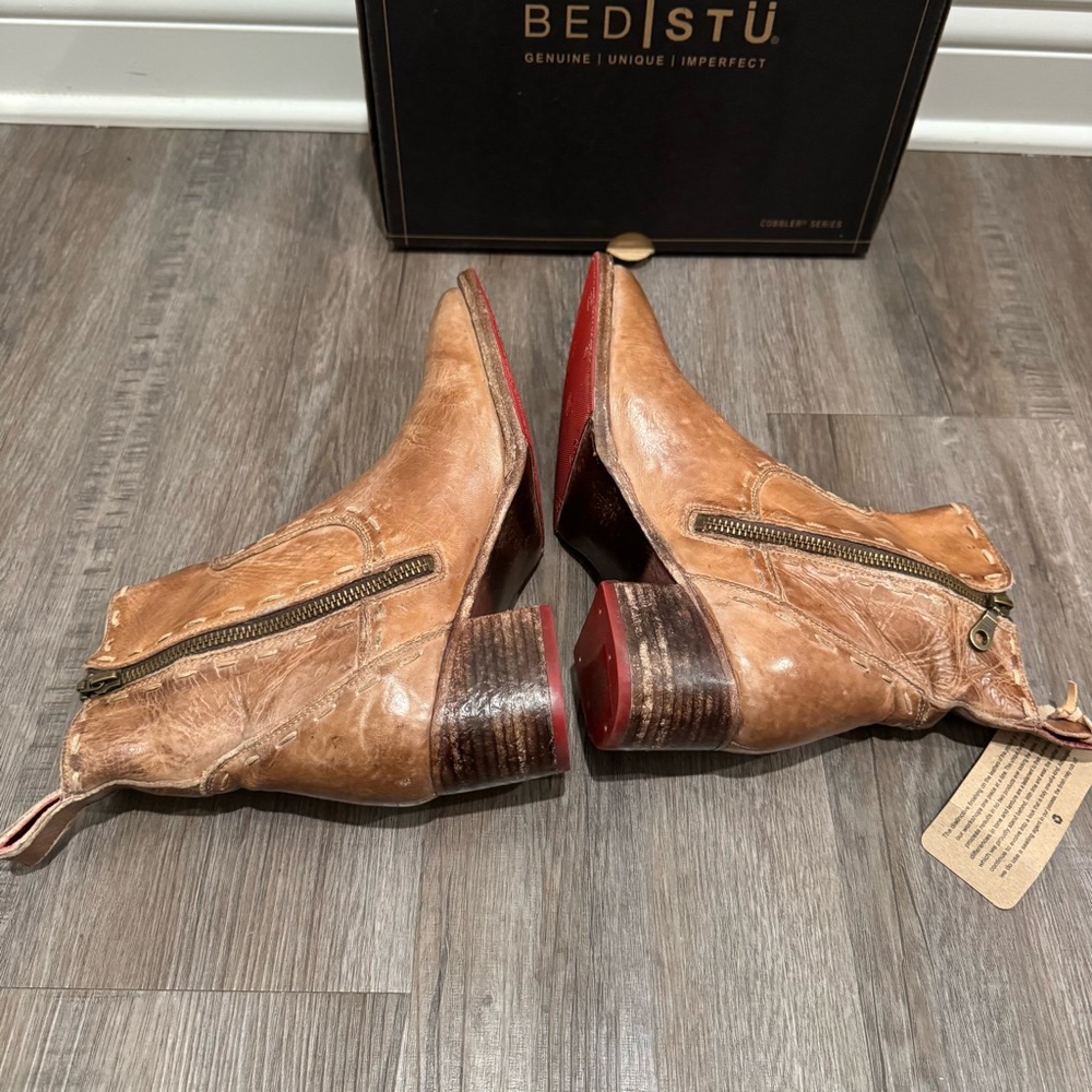 Bed Stu Merryli Tan Rustic TML Leather Heeled Boots - Picture 7 of 12